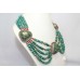 Women's Necklace 925 Sterling Silver beads green turquoise red coral stone P 407